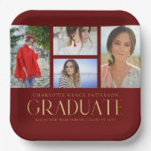 Assiettes En Carton Simple Script Multi Photo Grad Graduation Party (Recto)