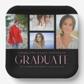 Assiettes En Carton Simple Script Multi Photo Grad Graduation Party (Recto)