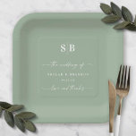 Assiettes En Carton Simple Solid Color Leaf Green Wedding Monogram<br><div class="desc">Simple Feuille de couleur solide Mariage vert Monogramme Réception Plaques de papier personnalisées. Ce mariage moderne ou tout autre événement Design de plaque papier est simple et minimal avec une couleur arrière - plan unie et des polices de script de calligraphie signature tendance. Montré dans la nouvelle palette de couleurs...</div>