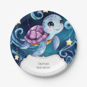 Assiettes En Carton Simple sous la mer Tortue Boho Anniversaire (Devant)