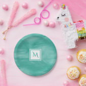 Assiettes En Carton Simple Turquoise Vert subtil marbre Moderne Monogr (Fête)