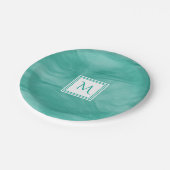 Assiettes En Carton Simple Turquoise Vert subtil marbre Moderne Monogr (Angle)