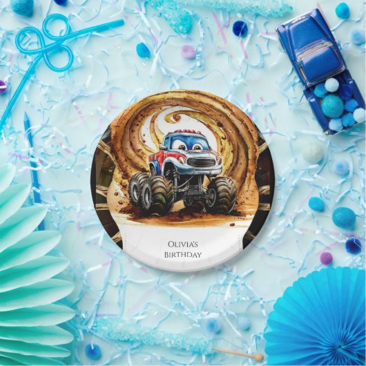 Assiettes En Carton Simple Wheels Monster Truck Anniversaire (Fête)
