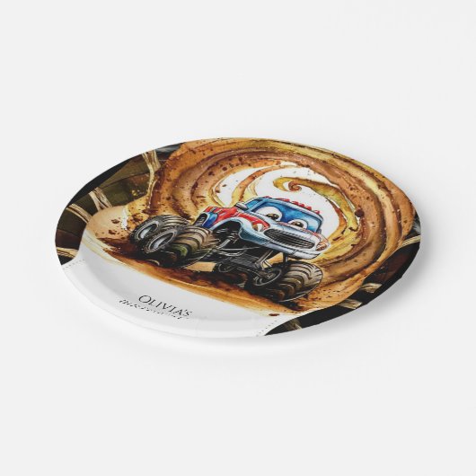 Assiettes En Carton Simple Wheels Monster Truck Anniversaire (Angle)