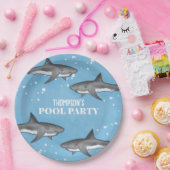Assiettes En Carton Simple Whimsical Pool Party Requins Blue Ocean (Fête)