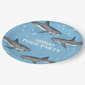 Assiettes En Carton Simple Whimsical Pool Party Requins Blue Ocean (Angle)