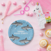 Assiettes En Carton Simple Whimsical Pool Party Requins Blue Ocean (Fête)