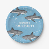 Assiettes En Carton Simple Whimsical Pool Party Requins Blue Ocean (Devant)