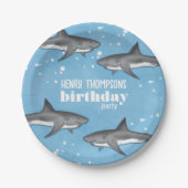 Assiettes En Carton Simple Whimsical Pool Party Requins Blue Ocean (Devant)