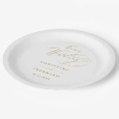 Assiettes En Carton Simple White Gold Modern Script Mariage (Angle)