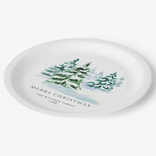 Assiettes En Carton Simplement Élégant Pine Tree Noël (Angle)