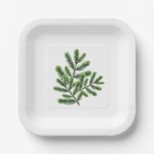 Assiettes En Carton Simplement verdure de pin (Recto)