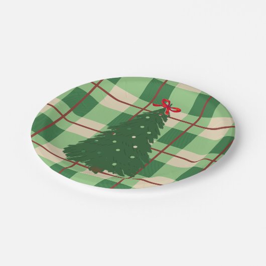 Assiettes En Carton Simples Arbre À Fils Rouge Et Vert (Angle)