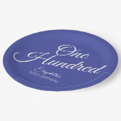 Assiettes En Carton Simply Modern Script Lavender 100e anniversaire (Angle)