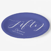 Assiettes En Carton Simply Modern Script Lavender 50e anniversaire (Angle)