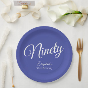 Assiettes En Carton Simply Modern Script Lavender 90th Birthday Party
