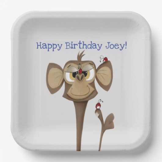 Assiettes En Carton Singe idiot et coccinelles (Recto)