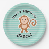 Assiettes En Carton Singe mignon Animaux de fête d'anniversaire (Devant)