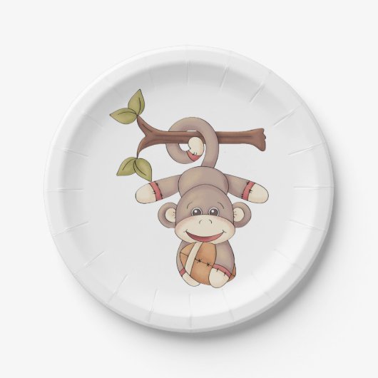 Assiettes En Carton Singe Tenant Un Football (Devant)