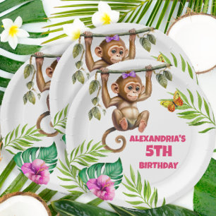 Assiettes En Carton Singes Colorés de la Jungle pour les 5 ans d'un En