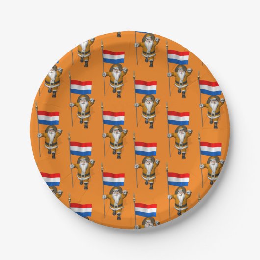 Assiettes En Carton Sinterklaas avec le drapeau de Pays-Bas (Devant)
