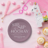Assiettes En Carton Sip Sip Hooray Engagement Party Purple (Fête)