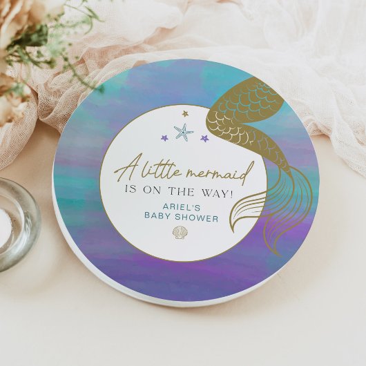 Assiettes En Carton SIREN Purple or sirène Baby shower marin