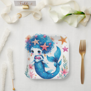 Assiettes En Carton sirène Anniversaire ou douche