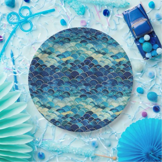 Assiettes En Carton Sirène bleu océan (Fête)