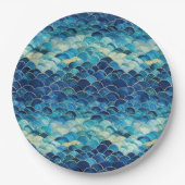 Assiettes En Carton Sirène bleu océan (Devant)