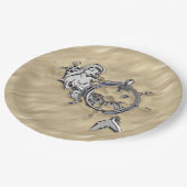 Assiettes En Carton Sirène d'argent dans le sable (Angle)