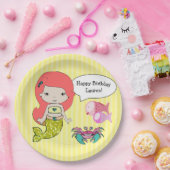 Assiettes En Carton Sirène de tête rouge Jaune Plaques de fête d'anniv (Fête)