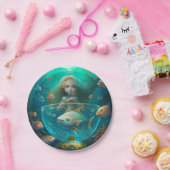 Assiettes En Carton Sirène nageant avec le poisson mignon papier d'hor (Fête)