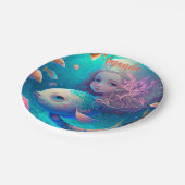 Assiettes En Carton Sirène nageant avec le poisson mignon papier d'hor (Angle)