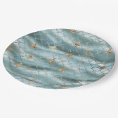 Assiettes En Carton Sirène Parties scintillant or bleu Aqua (Angle)