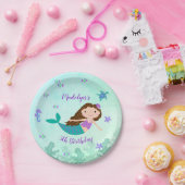 Assiettes En Carton Sirène pourpre sous la mer Anniversaire (Fête)
