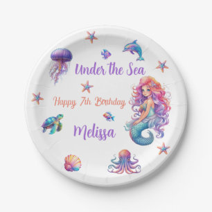Assiettes En Carton Sirène sous la fête d'anniversaire de la mer