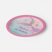 Assiettes En Carton Sirène sous la mer rose violet Anniversaire (Angle)