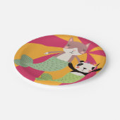 Assiettes En Carton Sirènes d'été de chat et de panda (Angle)