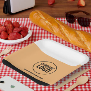 Assiettes En Carton Site Web du logo de la société moderne White Peach