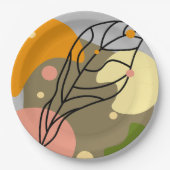 Assiettes En Carton Sites abstraits intéressants avec feuilles (Devant)