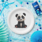 Assiettes En Carton Sitting Panda Bear Cartoon Illustration Artwork (Fête)