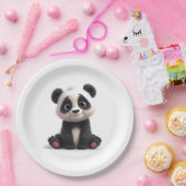 Assiettes En Carton Sitting Panda Bear Cartoon Illustration Artwork (Fête)