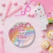 Assiettes En Carton Six est Vibe Retro Rainbow 6e anniversaire (Fête)