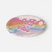 Assiettes En Carton Six est Vibe Retro Rainbow 6e anniversaire (Angle)