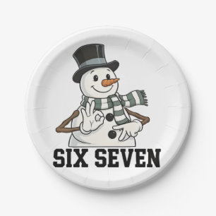 Assiettes En Carton Six Seven Bonhomme de Neige Noël Santa 6 7 Xmas