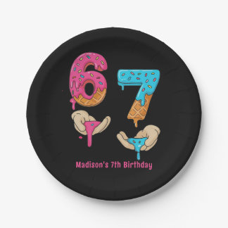 Assiettes En Carton Six Seven Girl Birthday Paper Plate