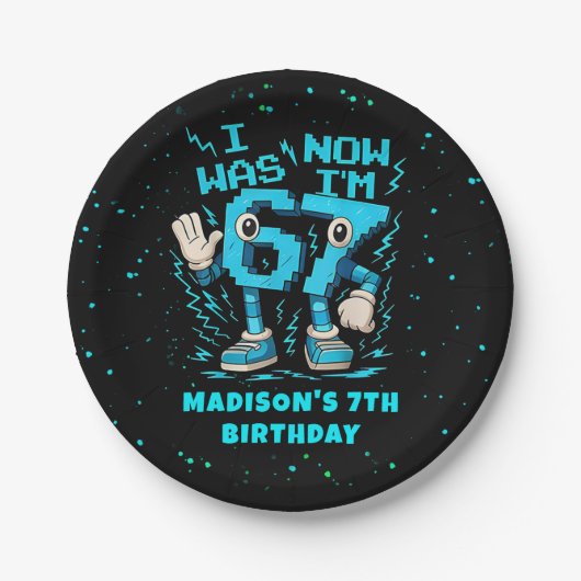 Assiettes En Carton Six Seven Pixel Meme Birthday Paper Plate (Devant)