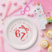 Assiettes En Carton Six Seven Trendy Red Bow Coquette 7th Birthday (Fête)