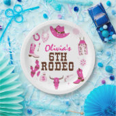 Assiettes En Carton Sixième Rodéo Rose Western Cowboy 6e anniversaire (Fête)
